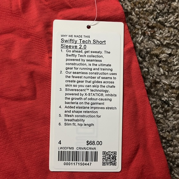 lululemon swiftly tech size 4 brand new carnation red - Picture 2 of 3